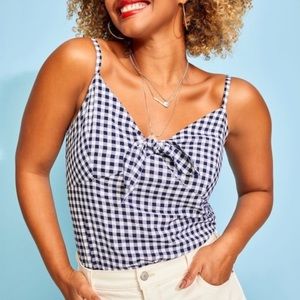 Old Navy Blue Gingham Tie Front Top Size XXL
